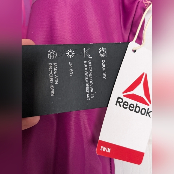 NWT REEBOK Women’s One Piece Swimsuit Size M Athletic Pink Purple Ombre Gradient - Picture 8 of 11